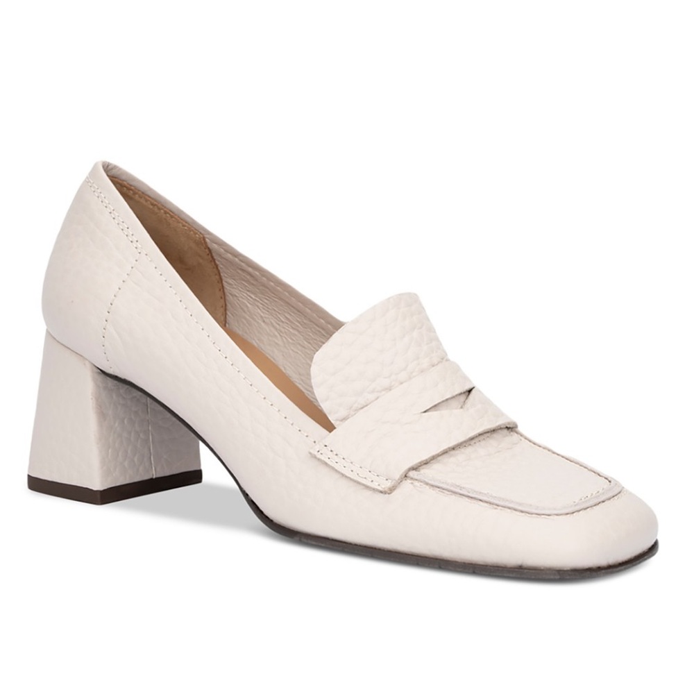 Aquatalia Carlina Cream Block Heel Loafers